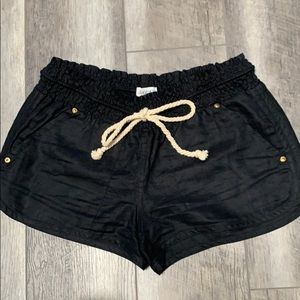 Guess Black Linen shorts with rope tie